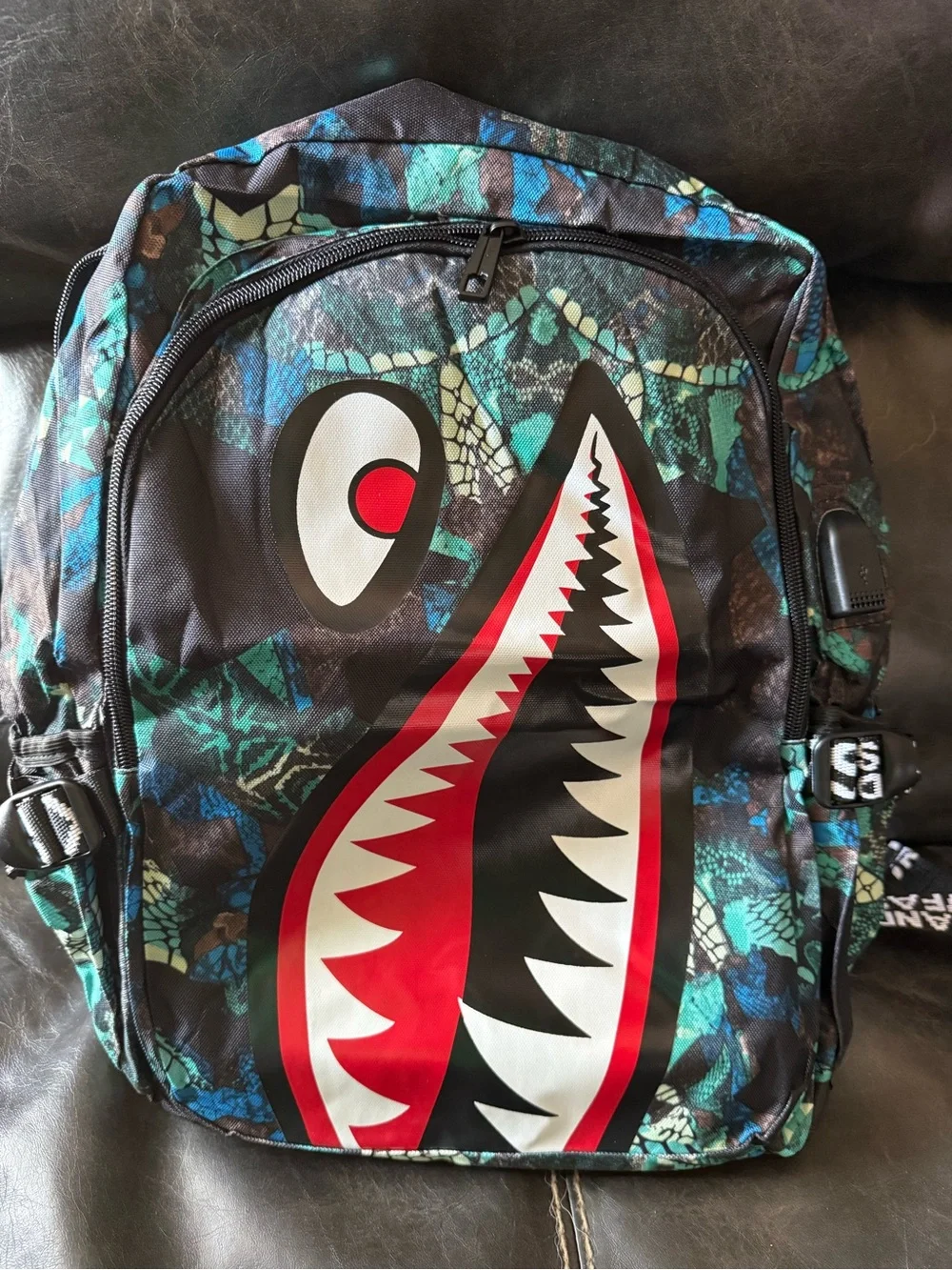 New Teal Multi Shark Mouth Backpack